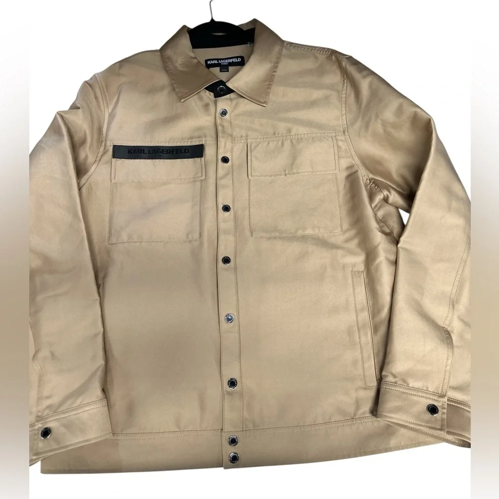 KARL LAGERFELD MENS Trill Trucker Jacket Shirt Shacket Snap up Sz L